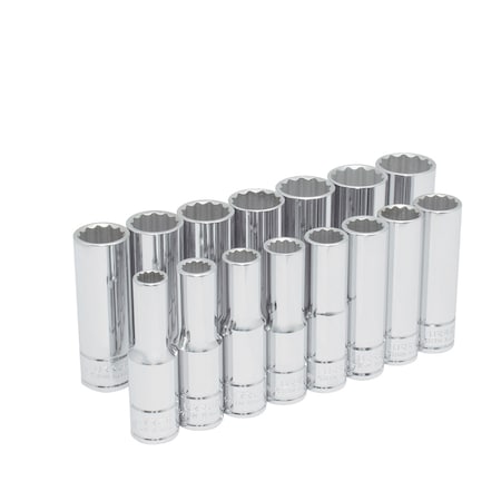 Urrea 1/2" drive 12-point deep socket set 15PC MM 54207